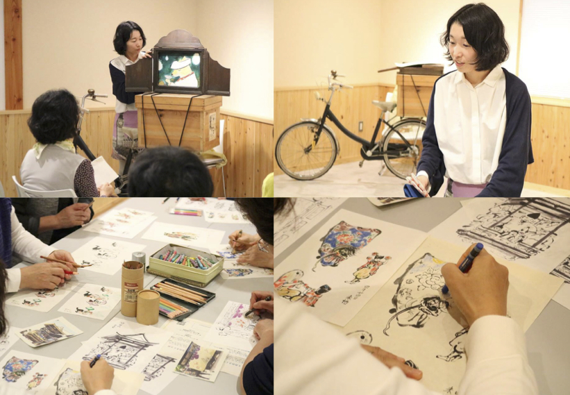 さくラボ開催レポート【南砺地域おこし協力隊の池田衣絵さん五箇山民話の紙芝居と南砺ぬり絵体験】
